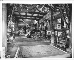 Entrance hall of the Paul deLongpre residence on Hollywood Boulevard & Cahuenga Avenue, ca.1905