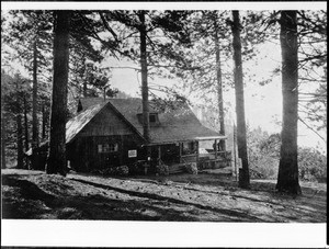 Exterior view of a cabin used by the Sunset Club, ca.1915