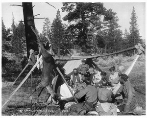 People in a mountain camp in the Sierra Madre Mountains, ca.1900-1910