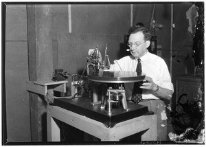 Man with a record making apparatus