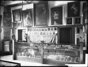 A display in the museum of Mission San Gabriel, ca.1908