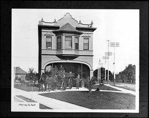 Fire Station 15 with a fire engine in front, ca.1890