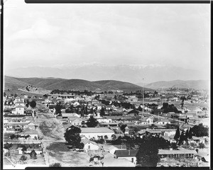 Birdseye view of Sonora Town from Fort Hill, Los Angeles, ca.1885