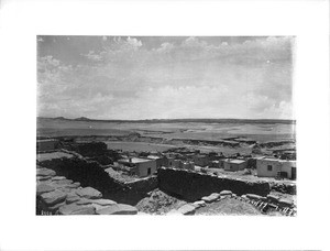 Pueblo of Laguna as viewed from the top of the church, New Mexico, ca.1900