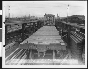 Floor laid for a railroad box car constructed at Los Angeles General shops, ca.1900