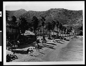 Tourists on the beach at Santa Catalina Island's Isthmus