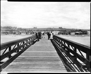 View of Santa Monica Beach from Ocean Park Pier, looking east, ca.1897