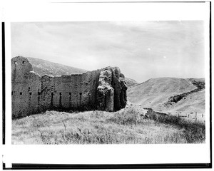 Ruins of Mission la Purisima Concepcion, showing a faultline in the hills of 1826, ca.1890