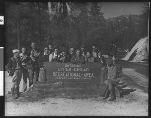 Roamer Hiking Club at Upper Chilao Recreational Area in Angeles National Forest, ca.1930