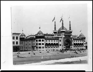 Exterior view of the Ocean Park Bath House in Santa Monica, ca.1905