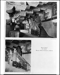 View of the lobby and foyer of the Mayan Theater, ca.1925