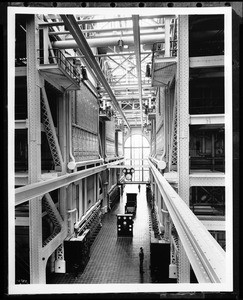 Interior of the boiler room in Plant #3 at the Long Beach Steam Station, ca.1925