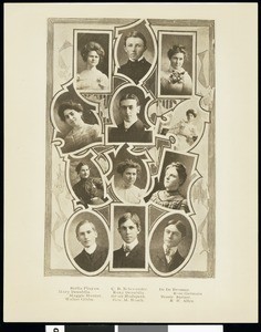 A collage of individual portraits of students from the summer class of 1901 of an unknown school, 1901