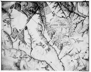 Hand-drawn aerial map of the William Emmert Farm and adjacent areas in Washington, D.C