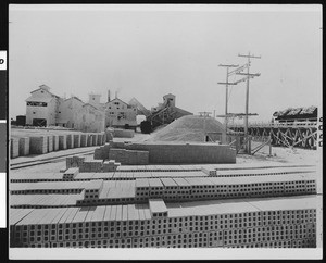 Pacific Portland Cement Company's Plaster City Plant, showing cinder blocks in foreground, ca.1940