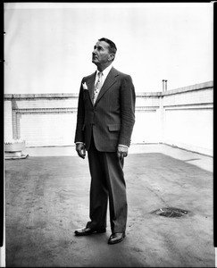 Portrait of Peter J. Horsch on the roof of a building, ca.1930