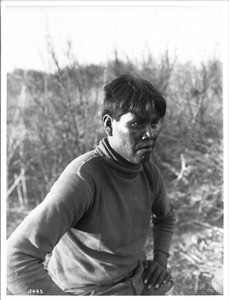 Yuma Indian man in sweater, ca.1900