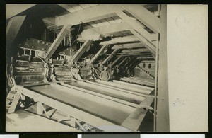 Nevada County Views, showing interiror of an industrial building, ca.1910