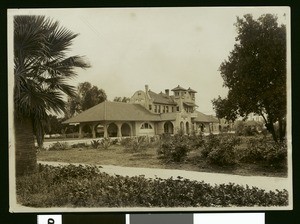 Exterior view of the Salt Lake Railroad Depot in Riverside, ca.1910