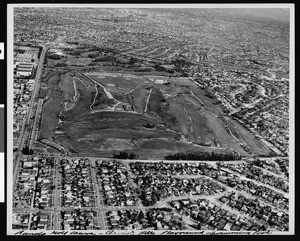 Aerial view of Los Angeles showing the Rancho Golf Course and the Cheviot Hills playground