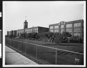 Exterior view of the Goodyear Tire and Rubber Company factory, July 1, 1926