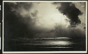 Moonlight on the Pacific Ocean in Seaside, Oregon