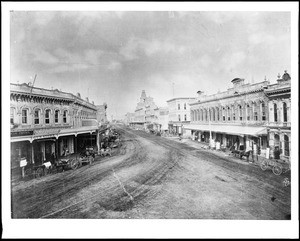 View of Main Street looking north from Temple Street, ca.1884