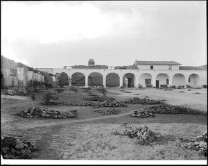 View of the quadrangle of Mission San Juan Capistrano, Orange County, California, ca.1900