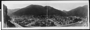 A panoramic view of the commercial and financial center of the Coeur d'Alene Mining district, Wallace, Idaho