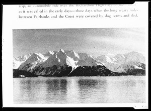 Glaciers and mountains on a large body of water, Alaska, 1935