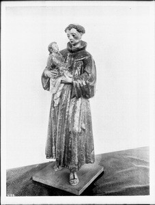 Statue of San Antonio de Padua at Mission Santa Barbara, California, ca.1906