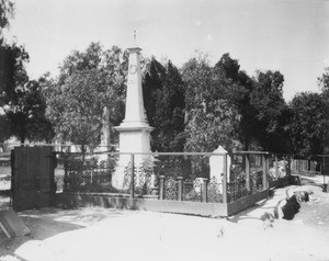 Workman Monument in the Old Catholic Cemetery of the Pueblo Los Angeles on North Broadway, ca.1925