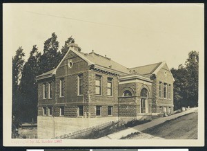 Exterior view of the Carnegie Public Library in Nevada City, 1907