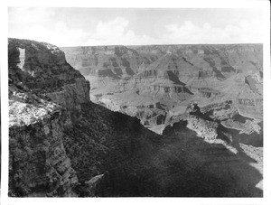 Looking west from Bright Angel Hotel, showing Rowe's Point and Anvil Rock, Grand Canyon, 1900-1930