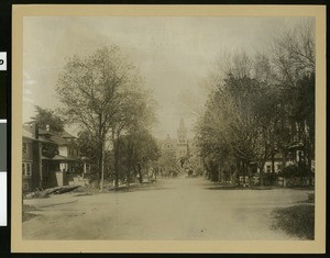 View of Normal Avenue, showing the State Normal School in Chico, ca.1900