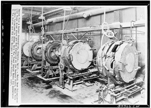 Watch case vulcanizers in a Samson Tire and Rubber Corporation plant, Compton, 1927