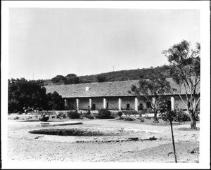 Exterior view of the restored Mission Purisima Concepcion six miles east of Lompoc, September 4, 1937