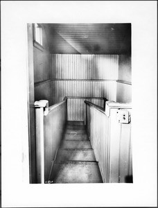 Interior view showing stairs in the Winchester "Mystery" House, Santa Clara, California, 1923