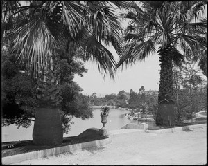 View of the lake at Westlake Park (later MacArthur Park), ca.1915