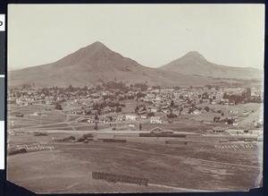 View of San Luis Obispo, showing a field in the foreground, ca.1900