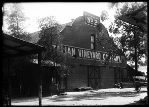 Exterior view of the Italian Vineyard Company building in Guasti (Cucamonga), ca.1918