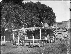 Close-up of Moen Abbe, a house built and occupied by John D. Lee, Grand Canyon, Arizona, ca.1900