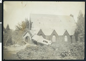 Exterior view of the Episcopal Church, oldest stone church on Pacific Coast, built 1865, San Mateo County, ca.1900