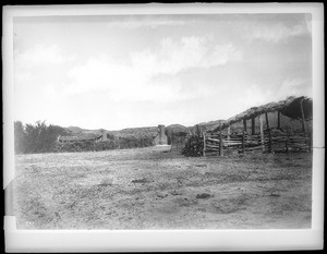 Exterior view of Agua Caliente Mission Indian houses on Warner's ranch, 1898-1900