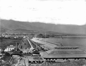 An aerial view of Santa Barbara from the bay, California, ca.1910