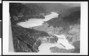 Aerial view of San Gabriel Dam No.1, ca.1920