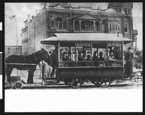 Ontario & San Antonio Heights mule car on Euclid Avenue, Ontario, ca.1887