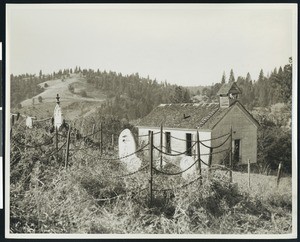 Church and cemetery in Springfield near Columbia, CA, ca.1930