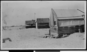 Three buildings on the sand in San Pedro, ca.1985