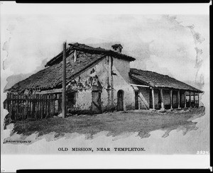 Farm building of Mission San Miguel Arcangel, near Templeton, California, ca.1874